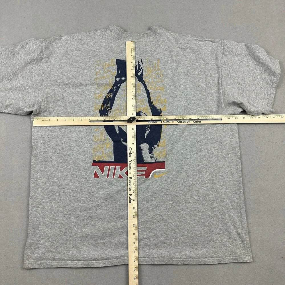 Vintage Nike Shirt Men 2XL Gray Heather Basketball Shot Graphic Short Sleeve 90s